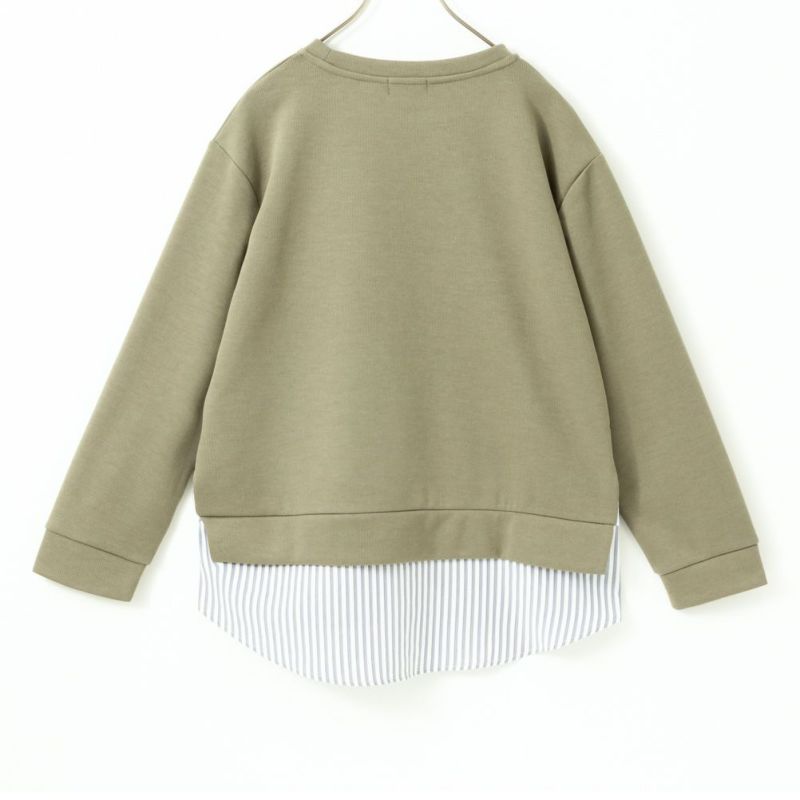 [期間限定価格]NAVY ポンチ素材 時短シャツ切り替えラウンドプルオーバー レディース商品画像-8