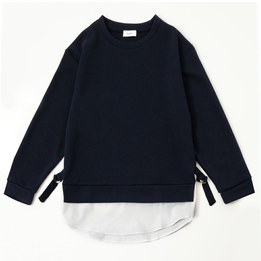 NAVY ポンチ素材 時短シャツ切り替えラウンドプルオーバー レディース商品サムネイル-9