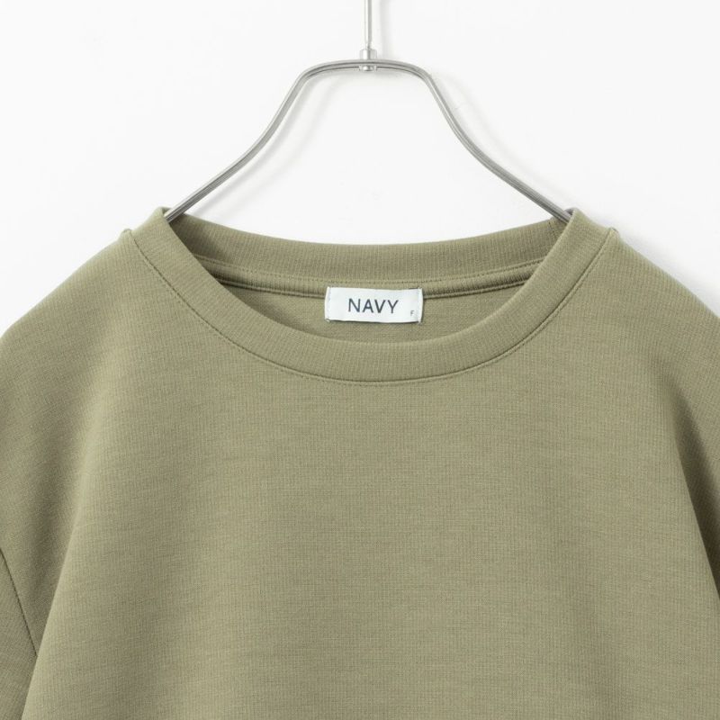 NAVY ポンチ素材 時短シャツ切り替えラウンドプルオーバー レディース商品画像-10