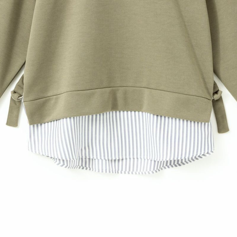 [期間限定価格]NAVY ポンチ素材 時短シャツ切り替えラウンドプルオーバー レディース商品画像-12