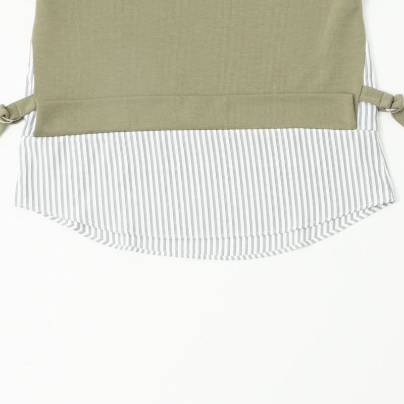 NAVY ポンチ素材 時短シャツ切り替えラウンドプルオーバー レディース商品画像-13