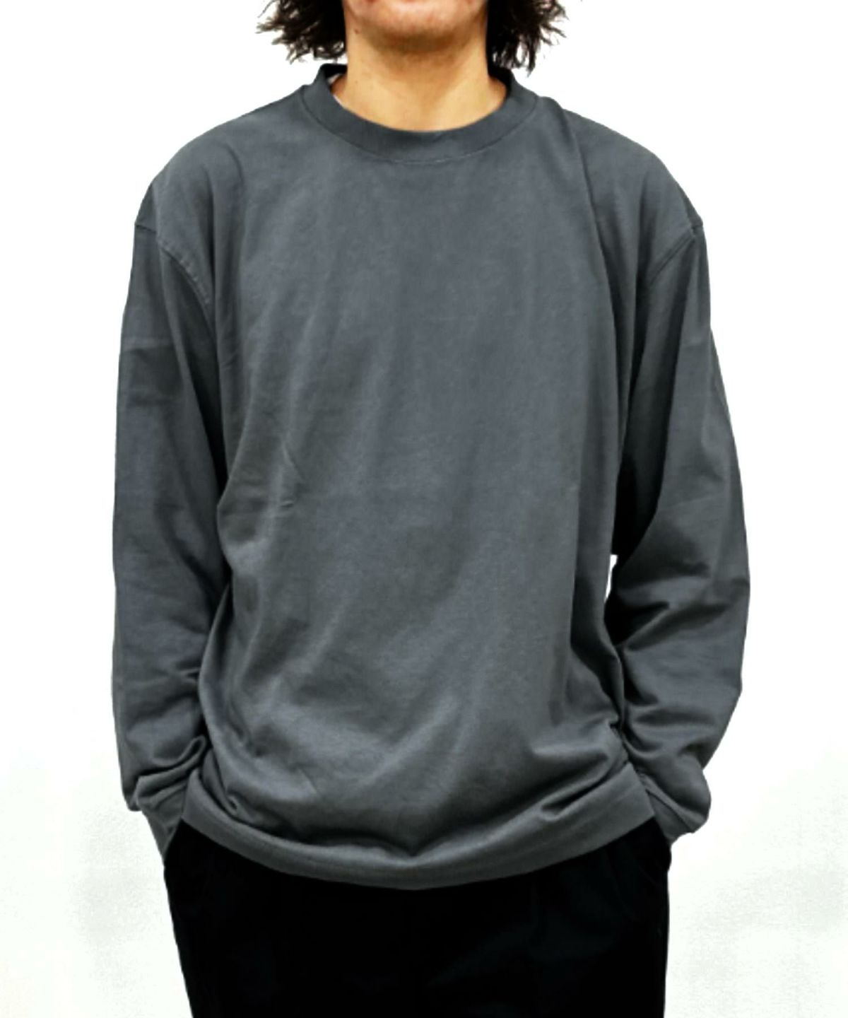 NAVY USコットン 無地長袖Tシャツ メンズ