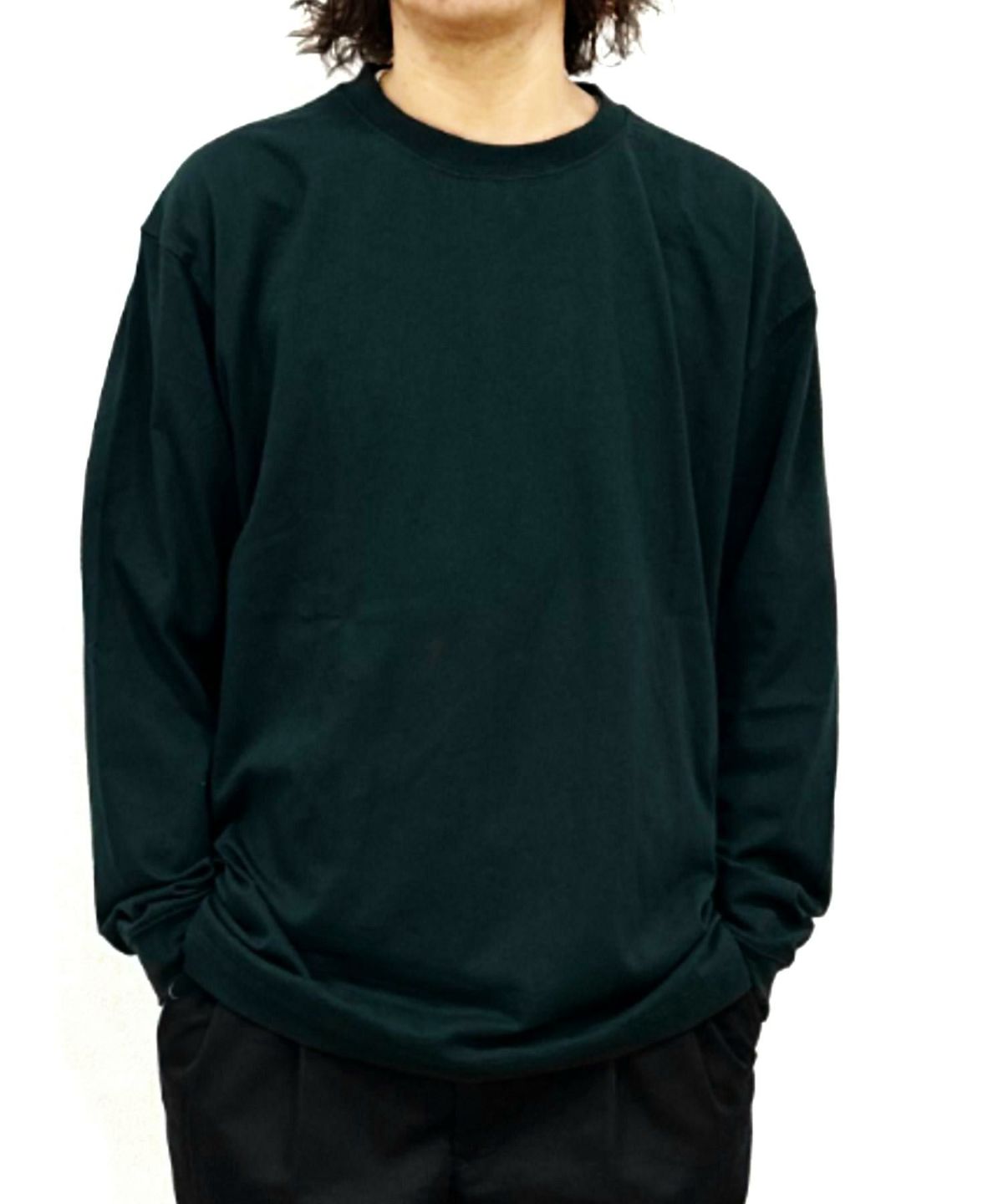 NAVY USコットン 無地長袖Tシャツ メンズ