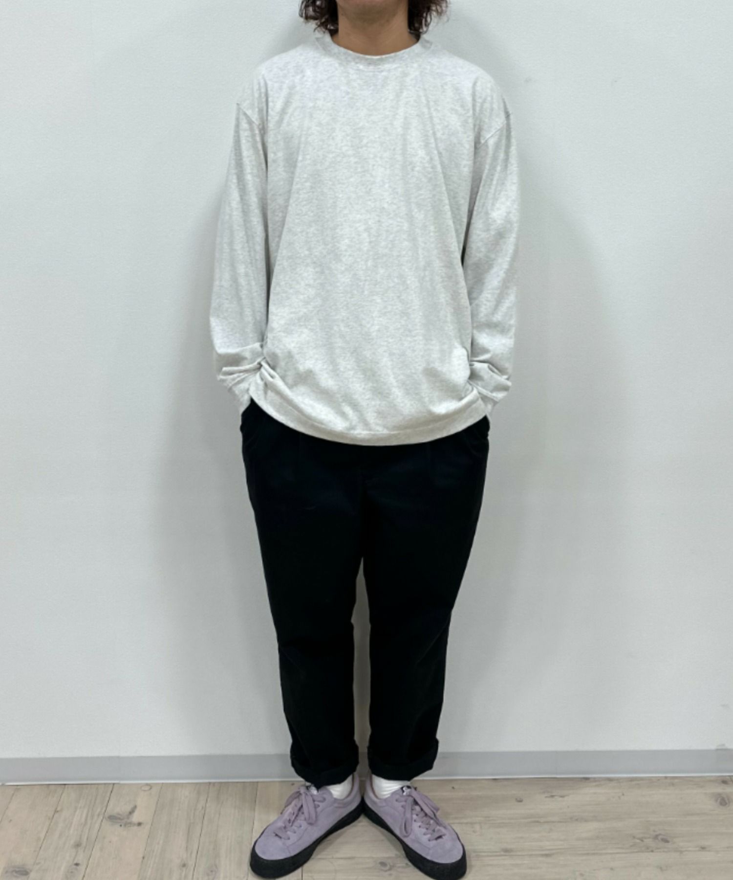 NAVY USコットン 無地長袖Tシャツ メンズ