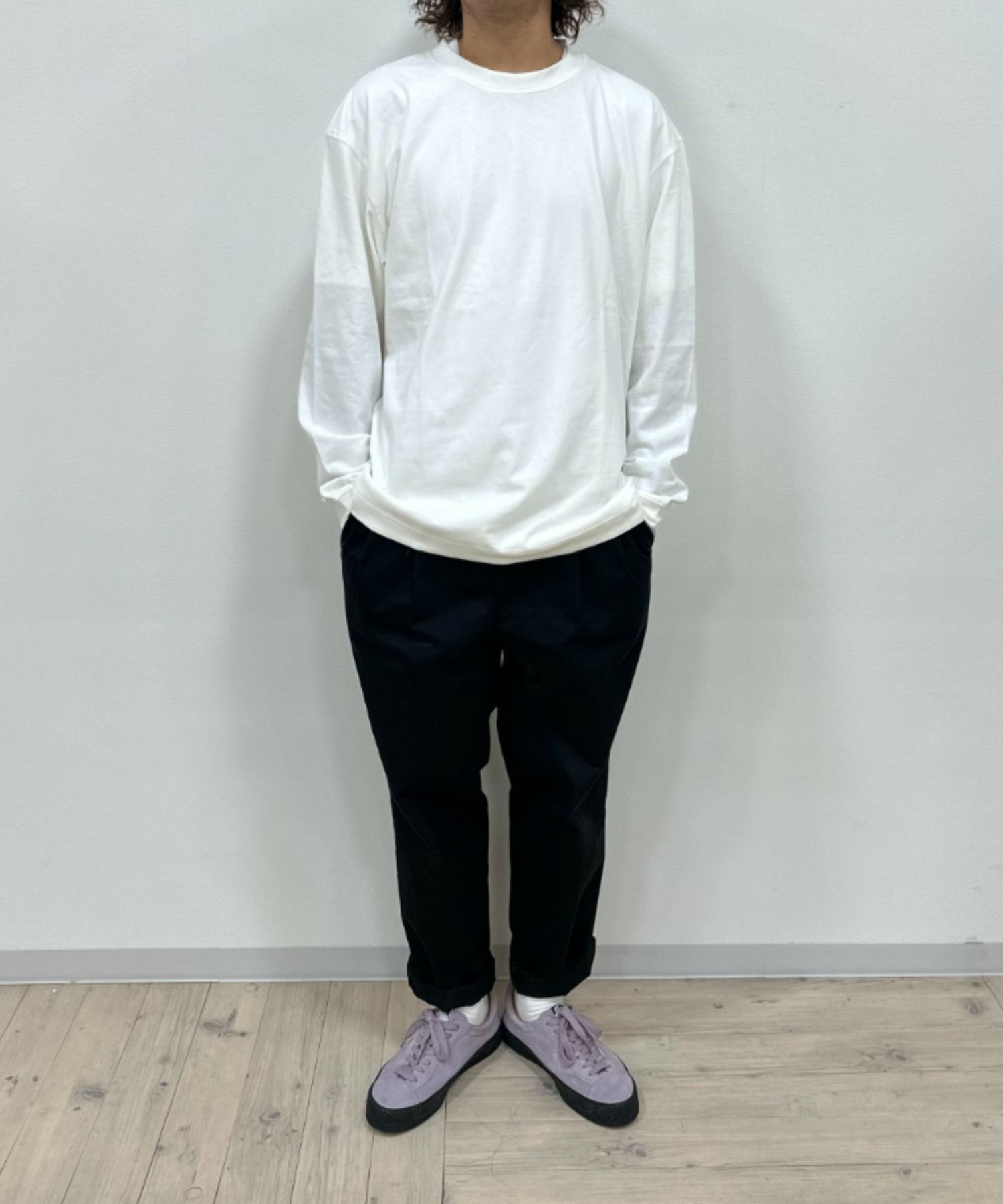 NAVY USコットン 無地長袖Tシャツ メンズ