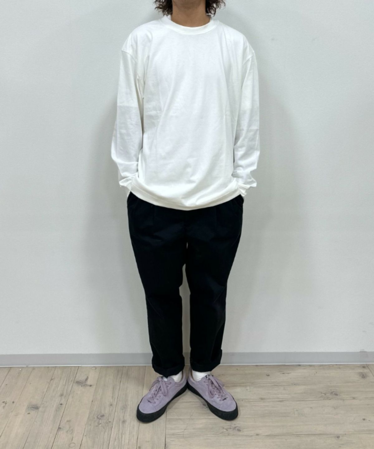 NAVY USコットン 無地長袖Tシャツ メンズ