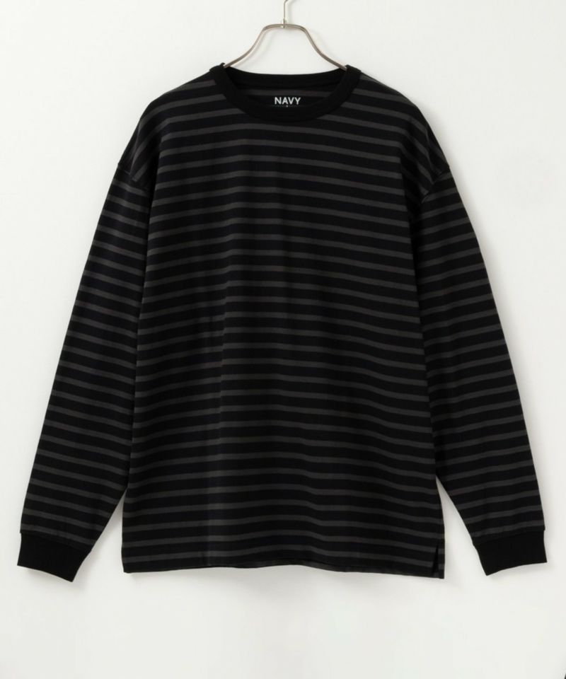NAVY  USコットン100% ボーダー長袖Tシャツ メンズ商品画像-3