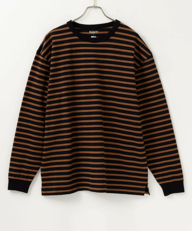 NAVY  USコットン100% ボーダー長袖Tシャツ メンズ商品画像-4