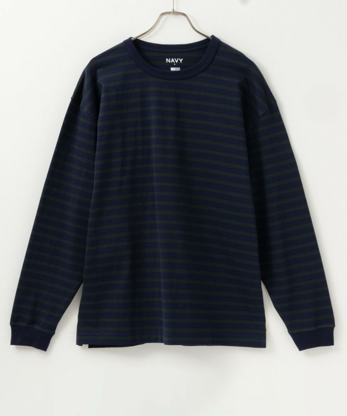 NAVY USコットン ボーダー長袖Tシャツ メンズ