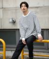 NAVY  USコットン100％ ボーダー長袖Tシャツ メンズ商品サムネイル-9