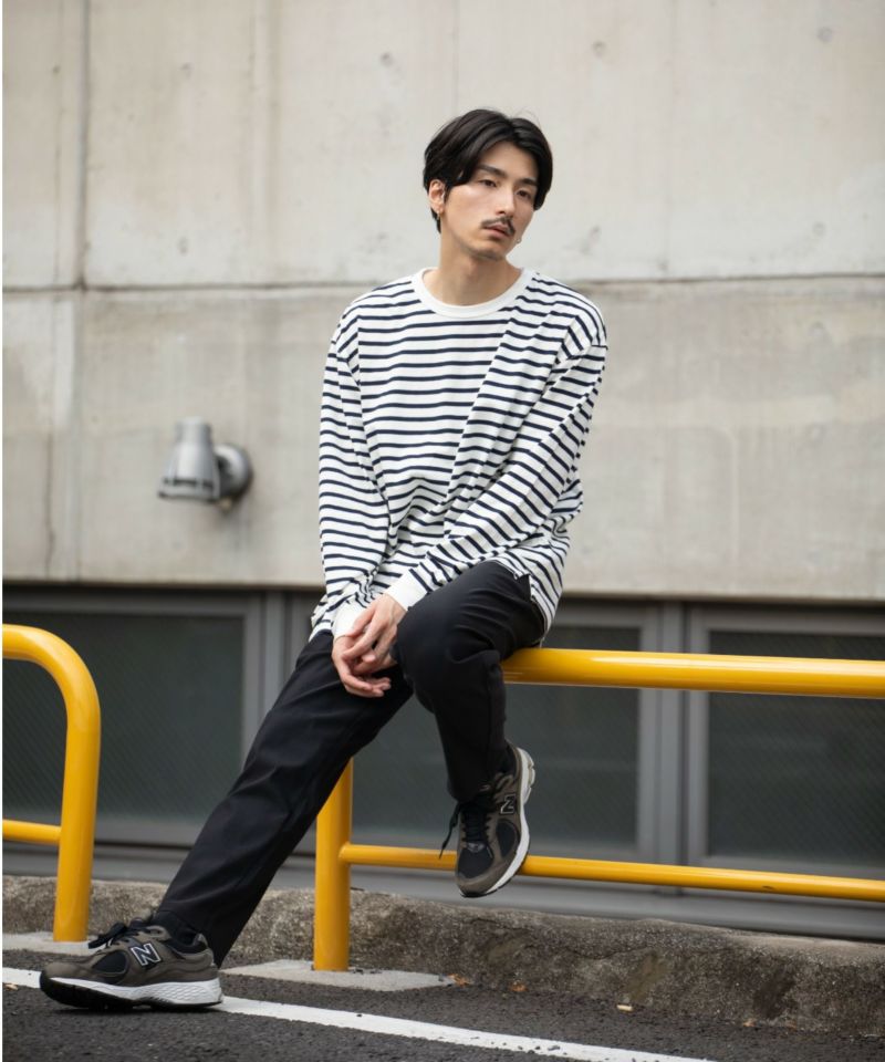 NAVY  USコットン100% ボーダー長袖Tシャツ メンズ商品画像-10