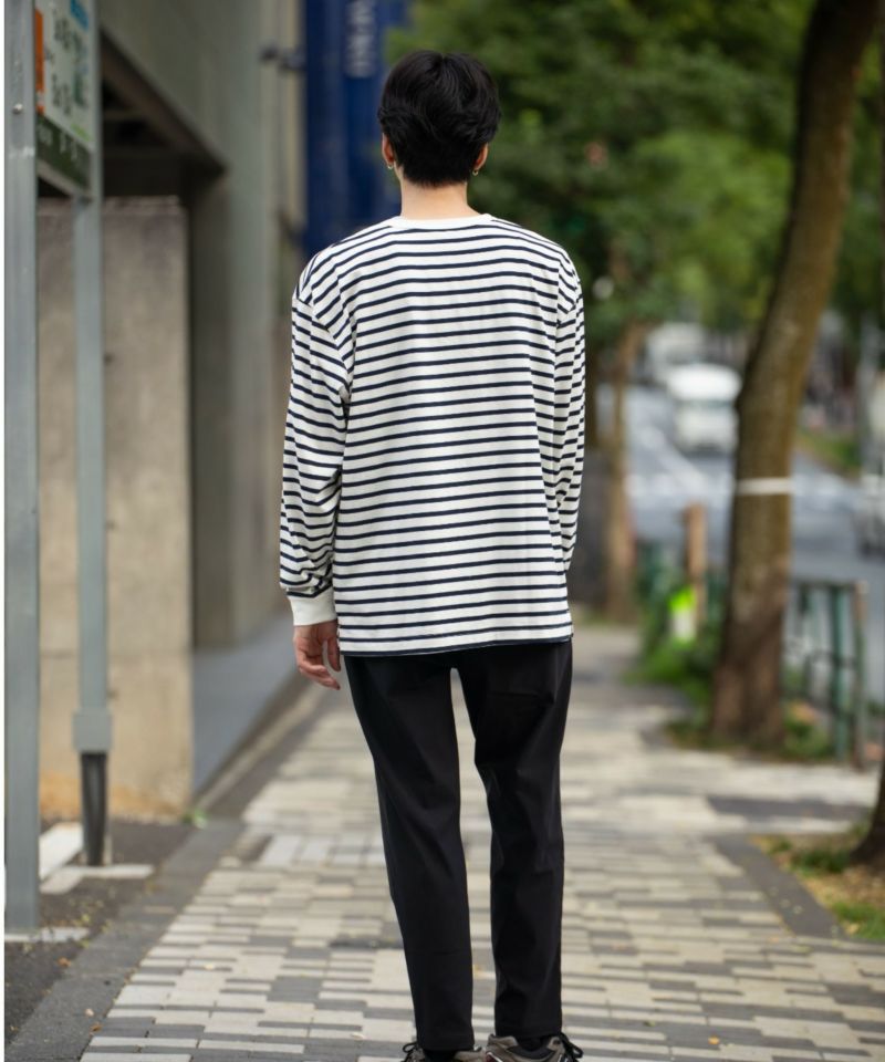 NAVY  USコットン100％ ボーダー長袖Tシャツ メンズ商品画像-12