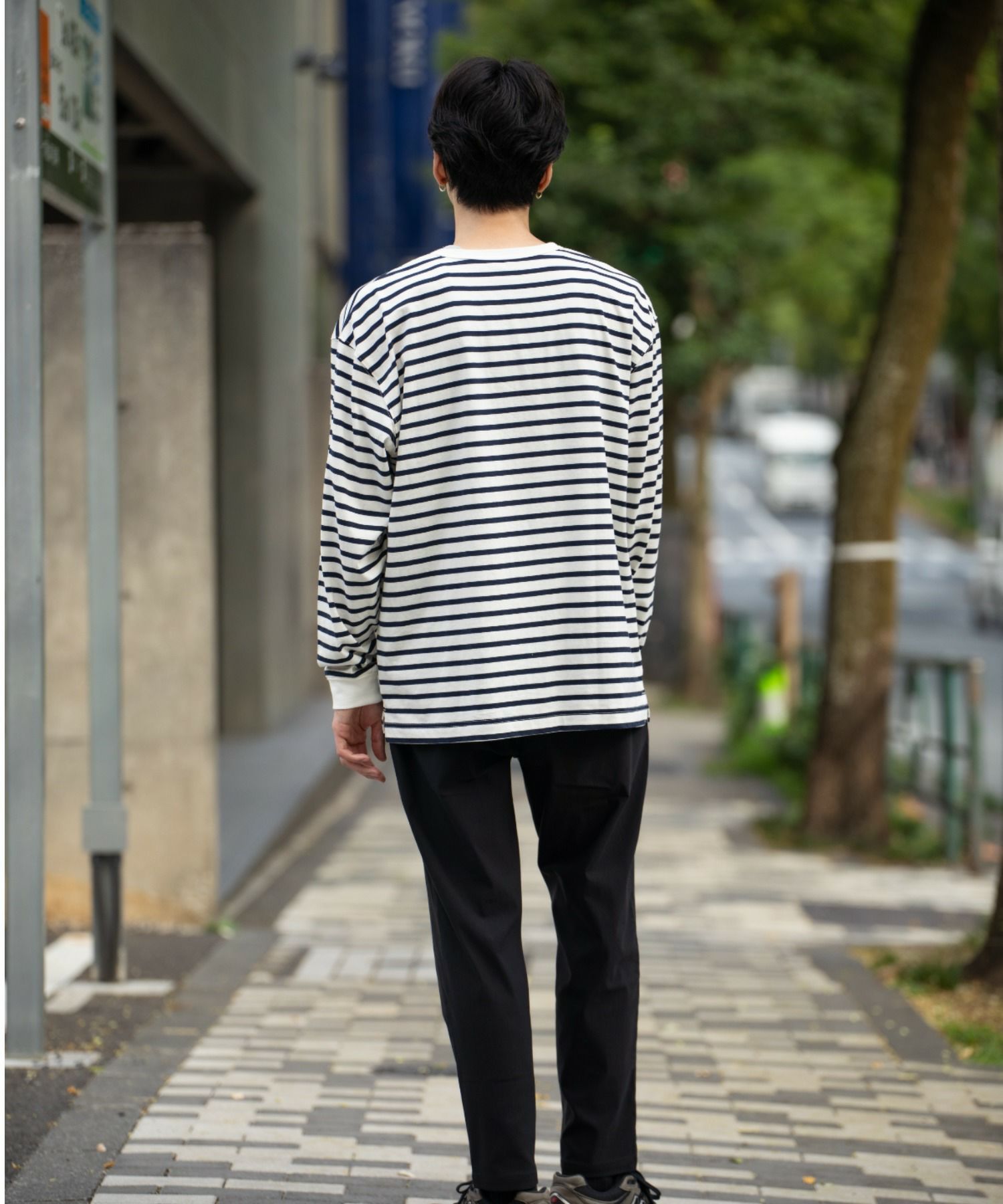 NAVY  USコットン100％ ボーダー長袖Tシャツ メンズ商品サムネイル-12