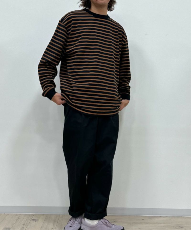 NAVY  USコットン100% ボーダー長袖Tシャツ メンズ商品画像-16