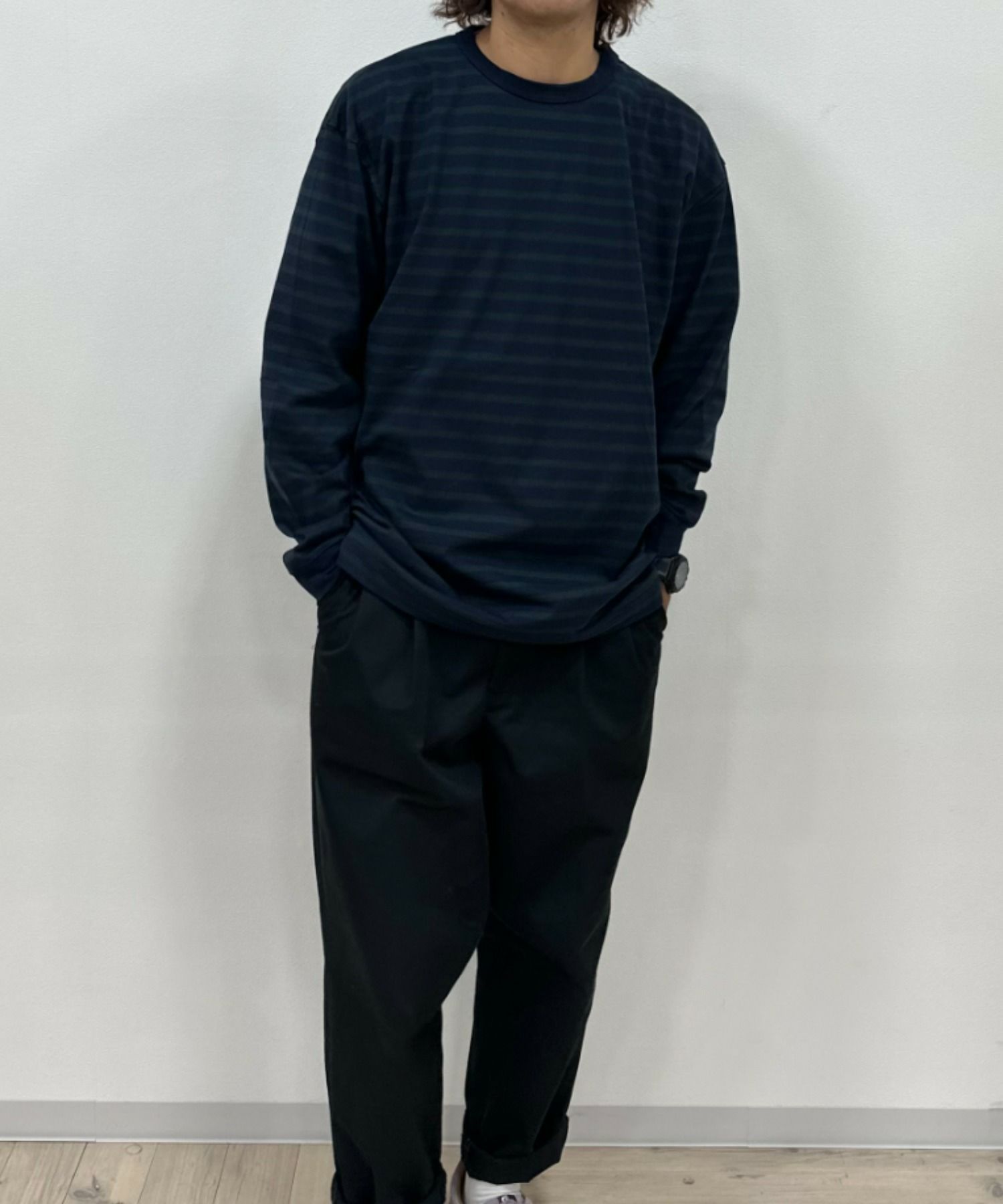 NAVY  USコットン100％ ボーダー長袖Tシャツ メンズ商品サムネイル-18