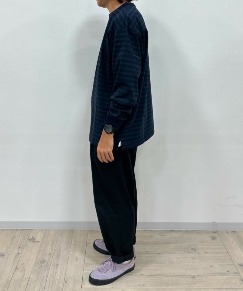 NAVY  USコットン100％ ボーダー長袖Tシャツ メンズ商品画像-19