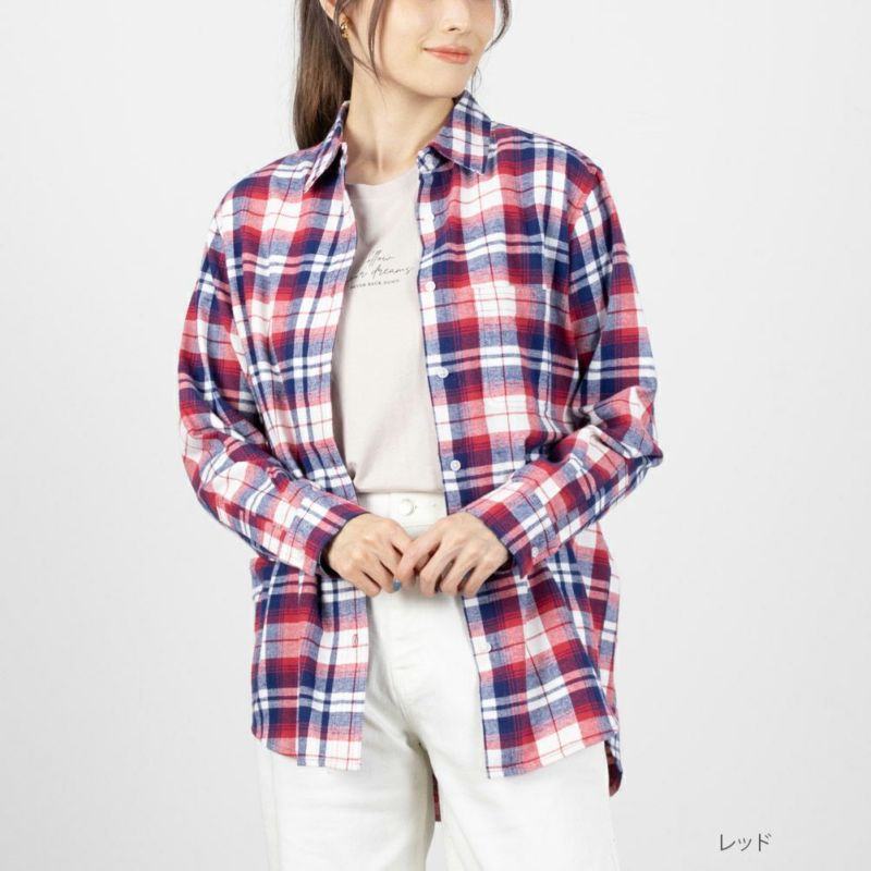 【ビッグサイズ】US☆フランネルシャツ　厚手　チェック柄長袖シャツ　レッド