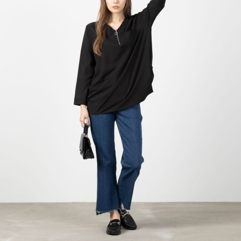 [期間限定価格]NAVY  ハーフジップシャツ レディース商品画像-7