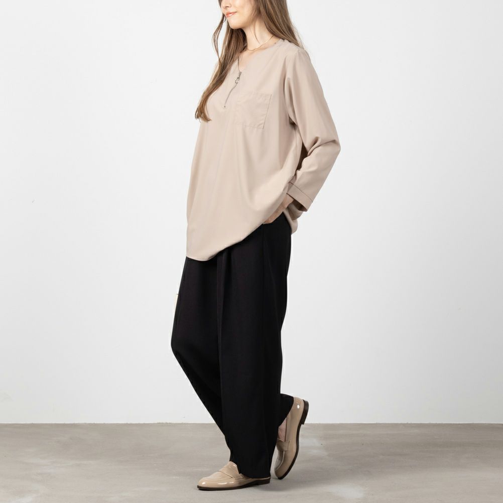 NAVY ハーフジップシャツ レディース