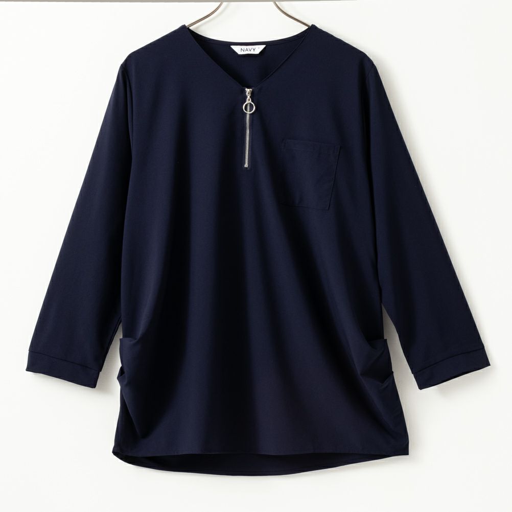 NAVY ハーフジップシャツ レディース