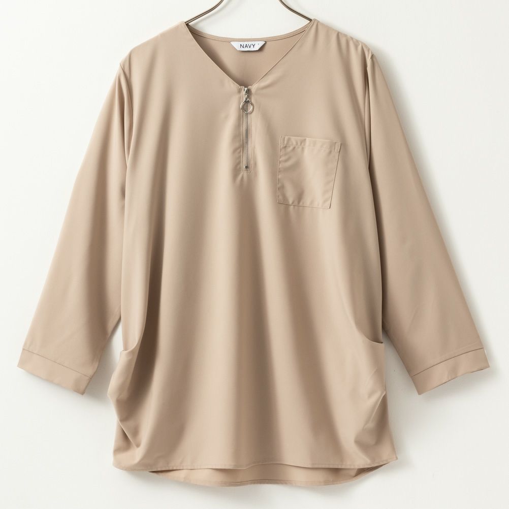 NAVY ハーフジップシャツ レディース
