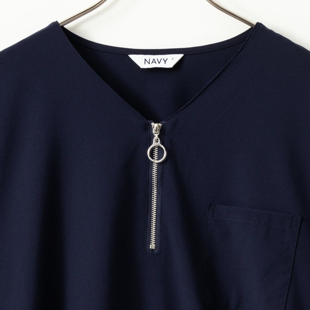 NAVY ハーフジップシャツ レディース