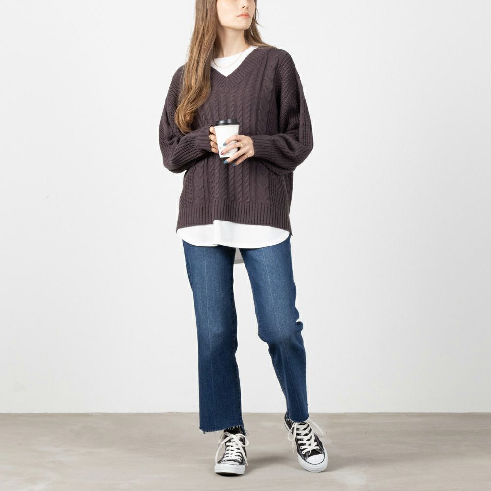 NAVY 時短フェイクレイヤードプルオーバー レディース