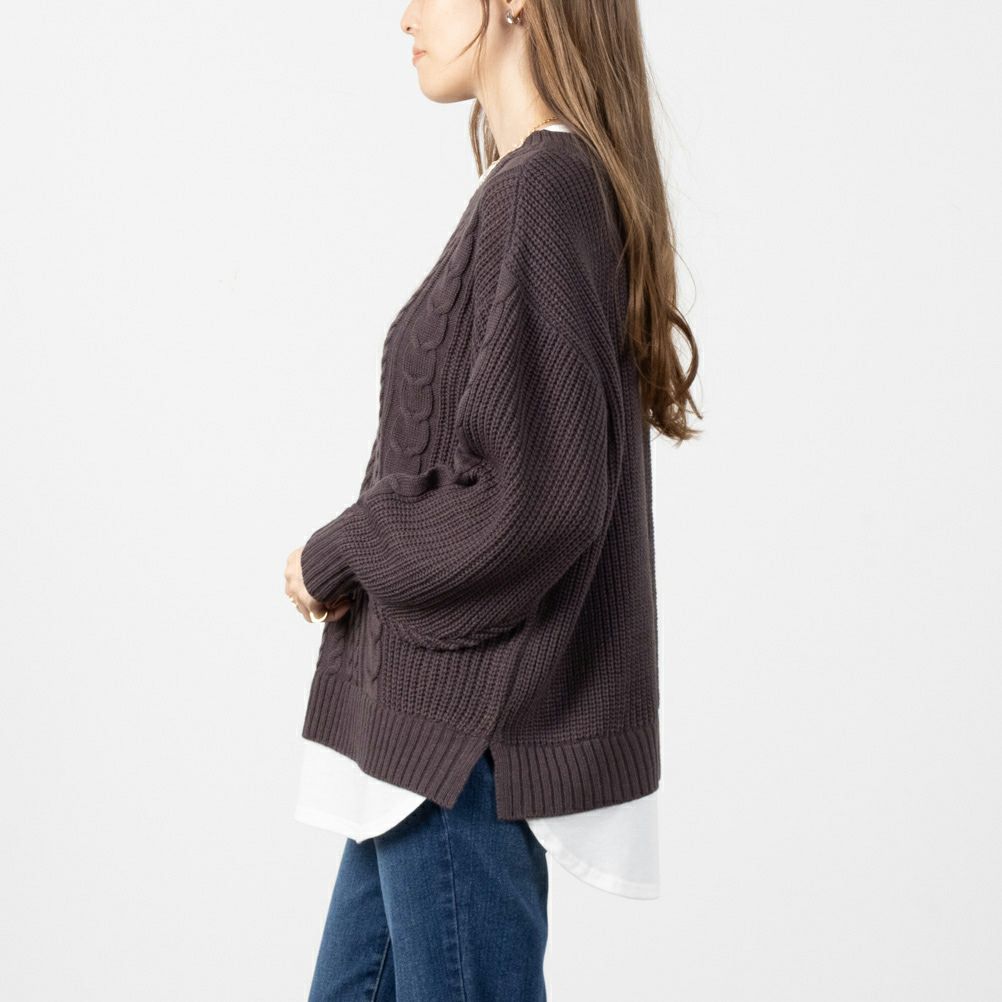 NAVY 時短フェイクレイヤードプルオーバー レディース