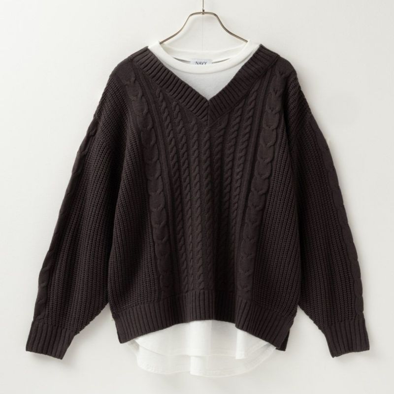 NAVY 時短フェイクレイヤードプルオーバー レディース商品画像-9