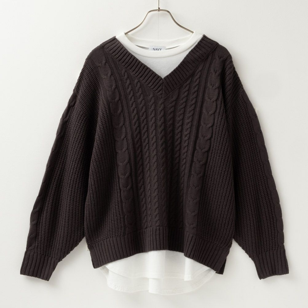 NAVY 時短フェイクレイヤードプルオーバー レディース