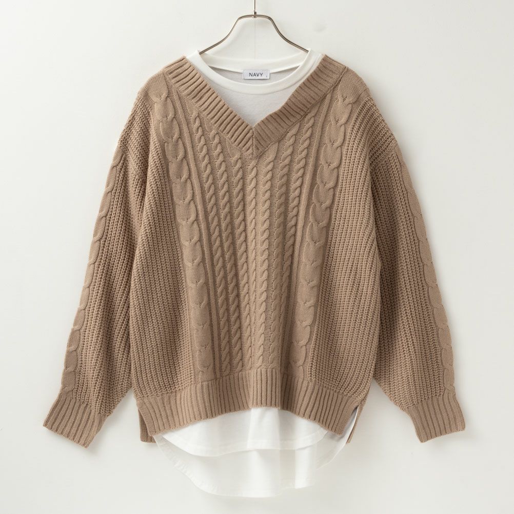 NAVY 時短フェイクレイヤードプルオーバー レディース