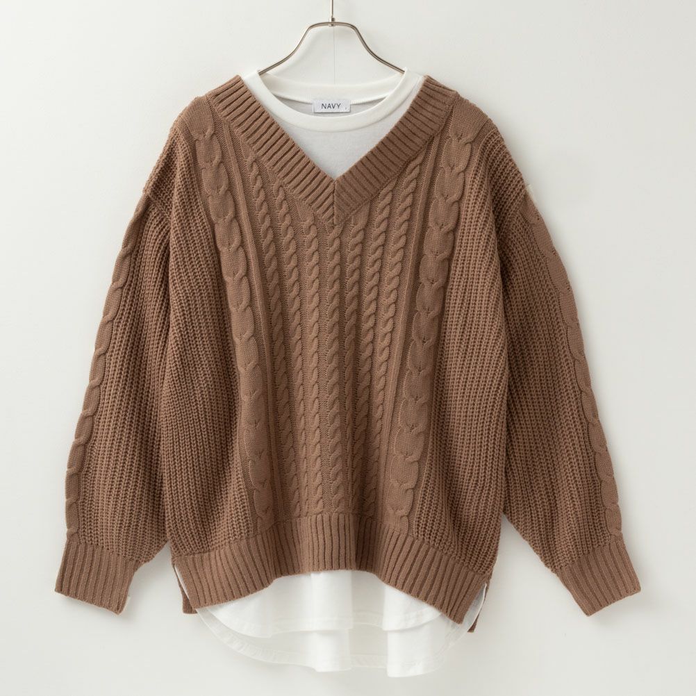 NAVY 時短フェイクレイヤードプルオーバー レディース