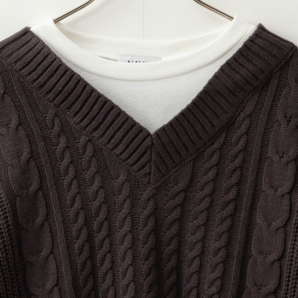 NAVY 時短フェイクレイヤードプルオーバー レディース