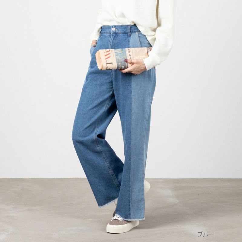 [期間限定価格]NAVY GOOD STYLE JEANS 切替セミワイドパンツ レディース商品画像-2