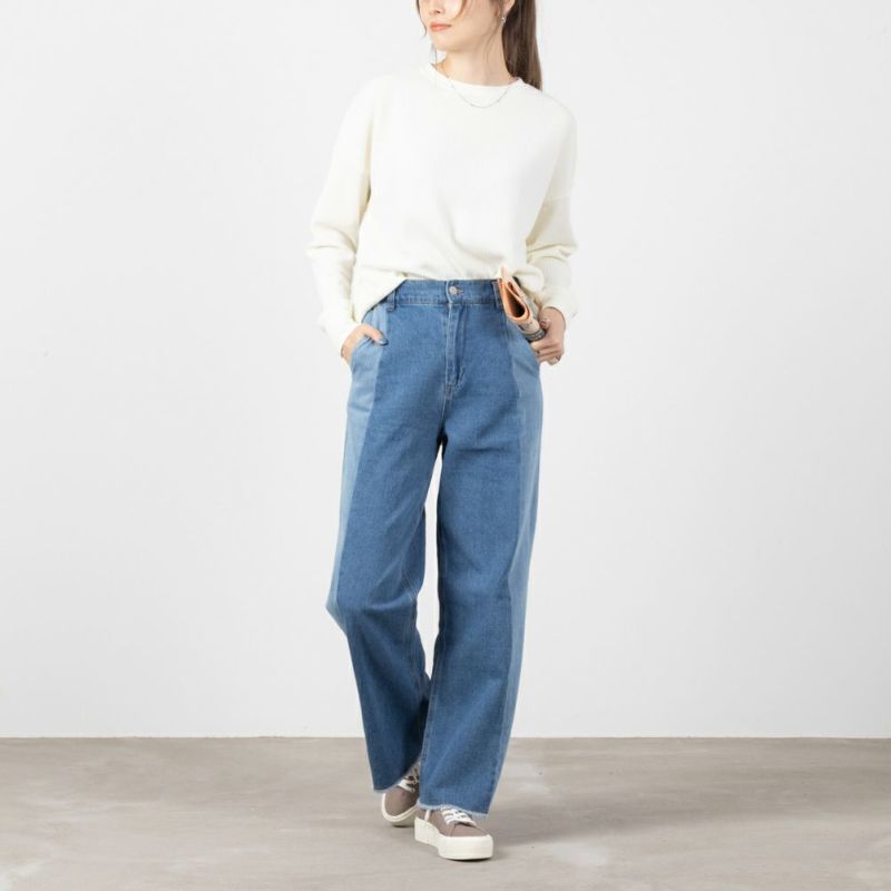 [期間限定価格]NAVY GOOD STYLE JEANS 切替セミワイドパンツ レディース商品画像-6