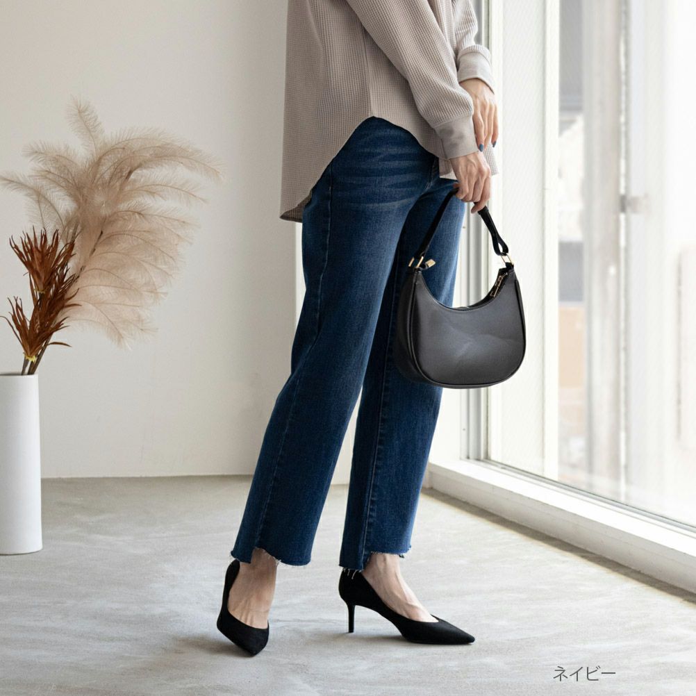 NAVY GOOD STYLE JEANS 裾フリンジセミフレアパンツ レディース