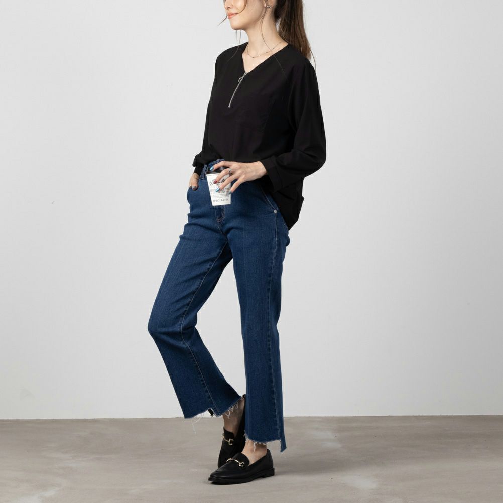 NAVY GOOD STYLE JEANS 裾フリンジセミフレアパンツ レディース商品サムネイル-7