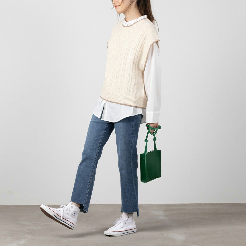 NAVY GOOD STYLE JEANS 裾フリンジセミフレアパンツ レディース