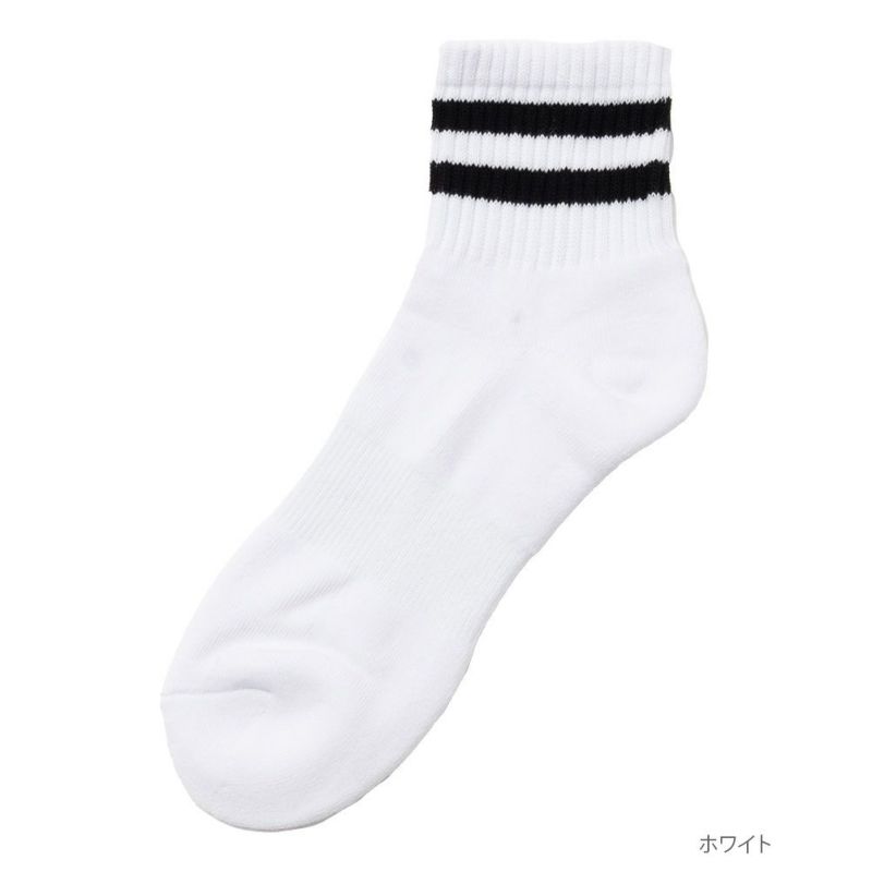 NAVY  クォーターソックス ライン柄 メンズ商品画像-1