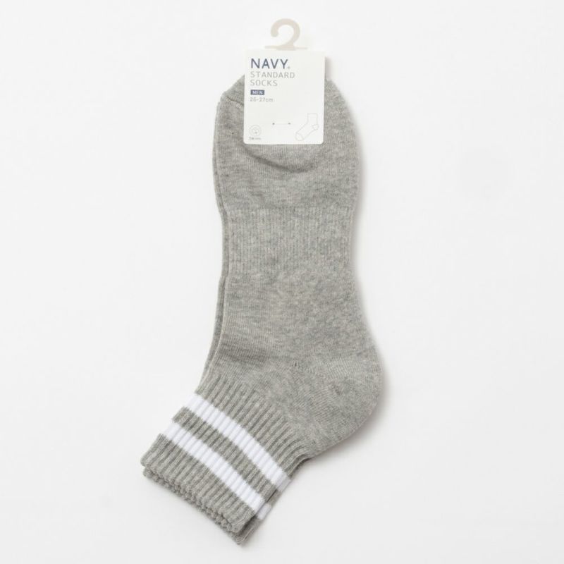 NAVY  クォーターソックス ライン柄 メンズ商品画像-10