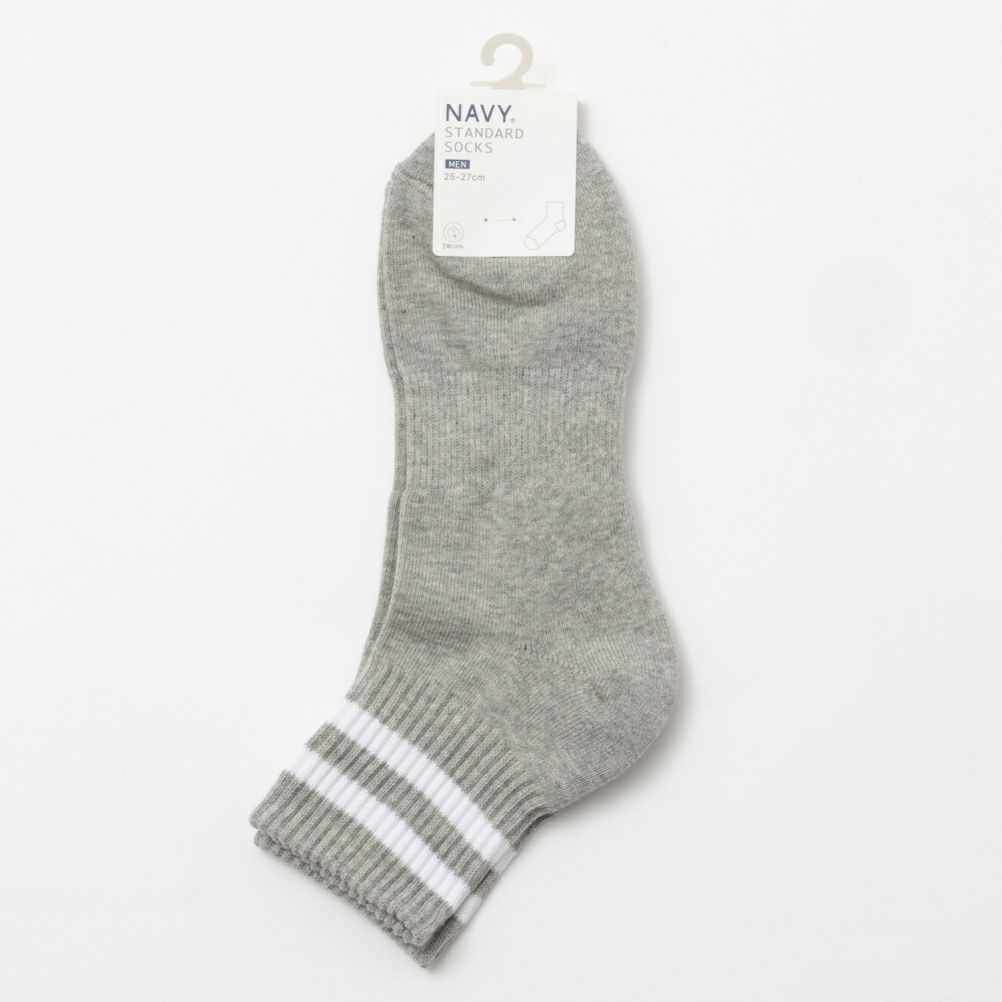 NAVY  クォーターソックス ライン柄 メンズ商品サムネイル-10