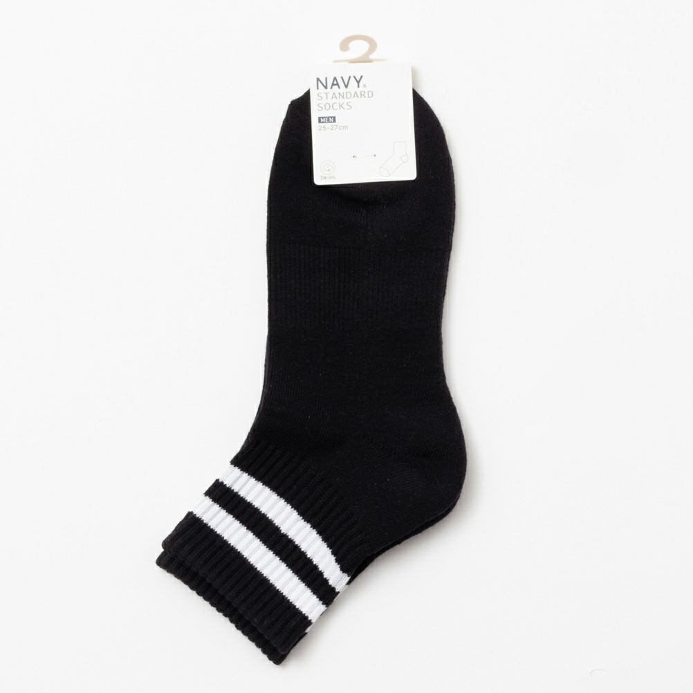NAVY クォーターソックス ライン柄 メンズ