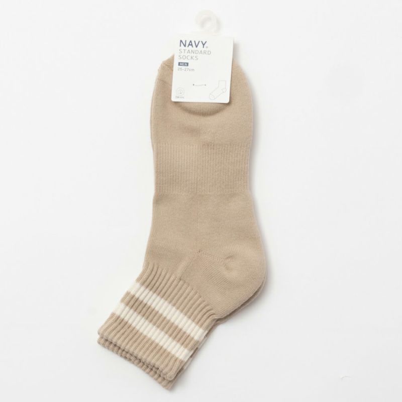 NAVY  クォーターソックス ライン柄 メンズ商品画像-12
