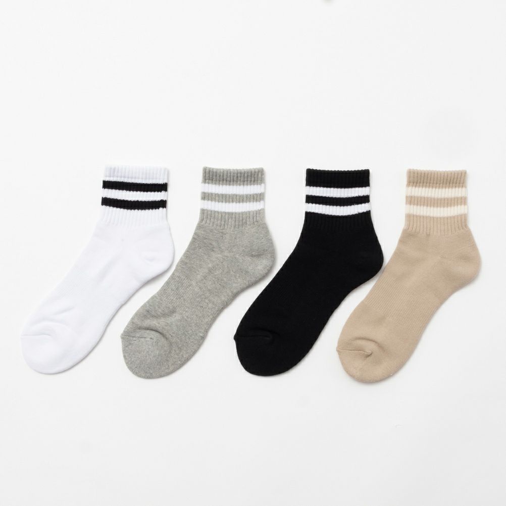 NAVY  クォーターソックス ライン柄 メンズ商品サムネイル-13