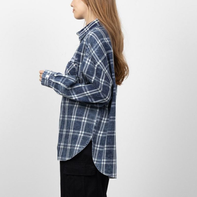 UNDERWRAPS  刺繍デニムチェックシャツ レディース商品画像-3
