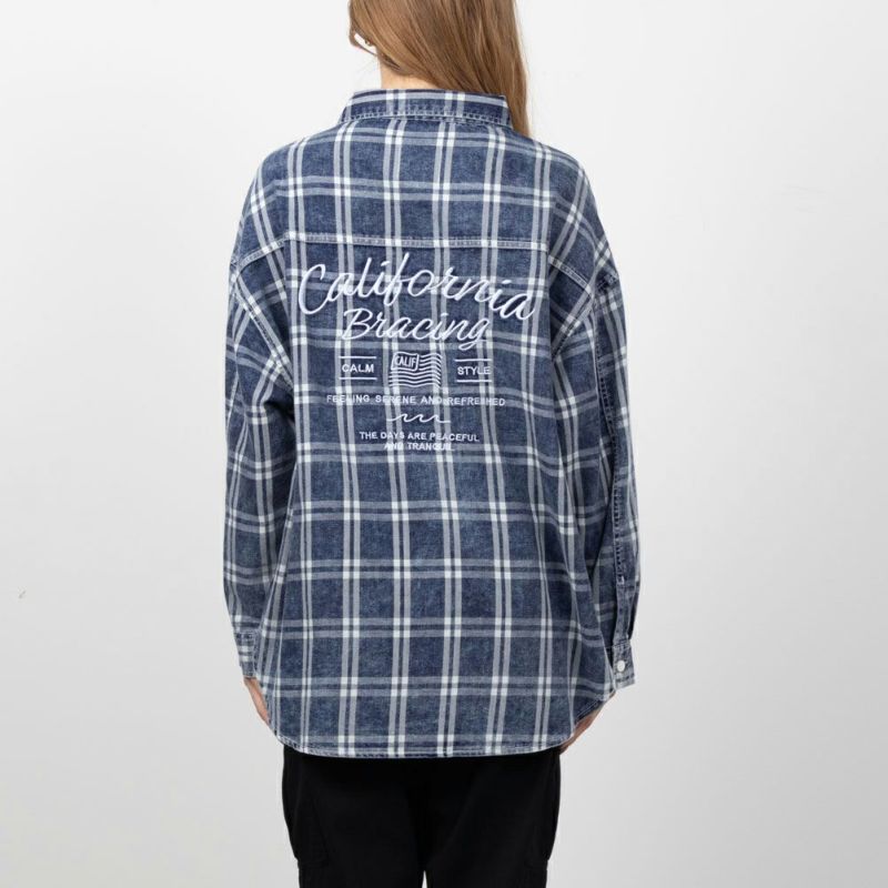 UNDERWRAPS 刺繍デニムチェックシャツ レディース商品画像-4