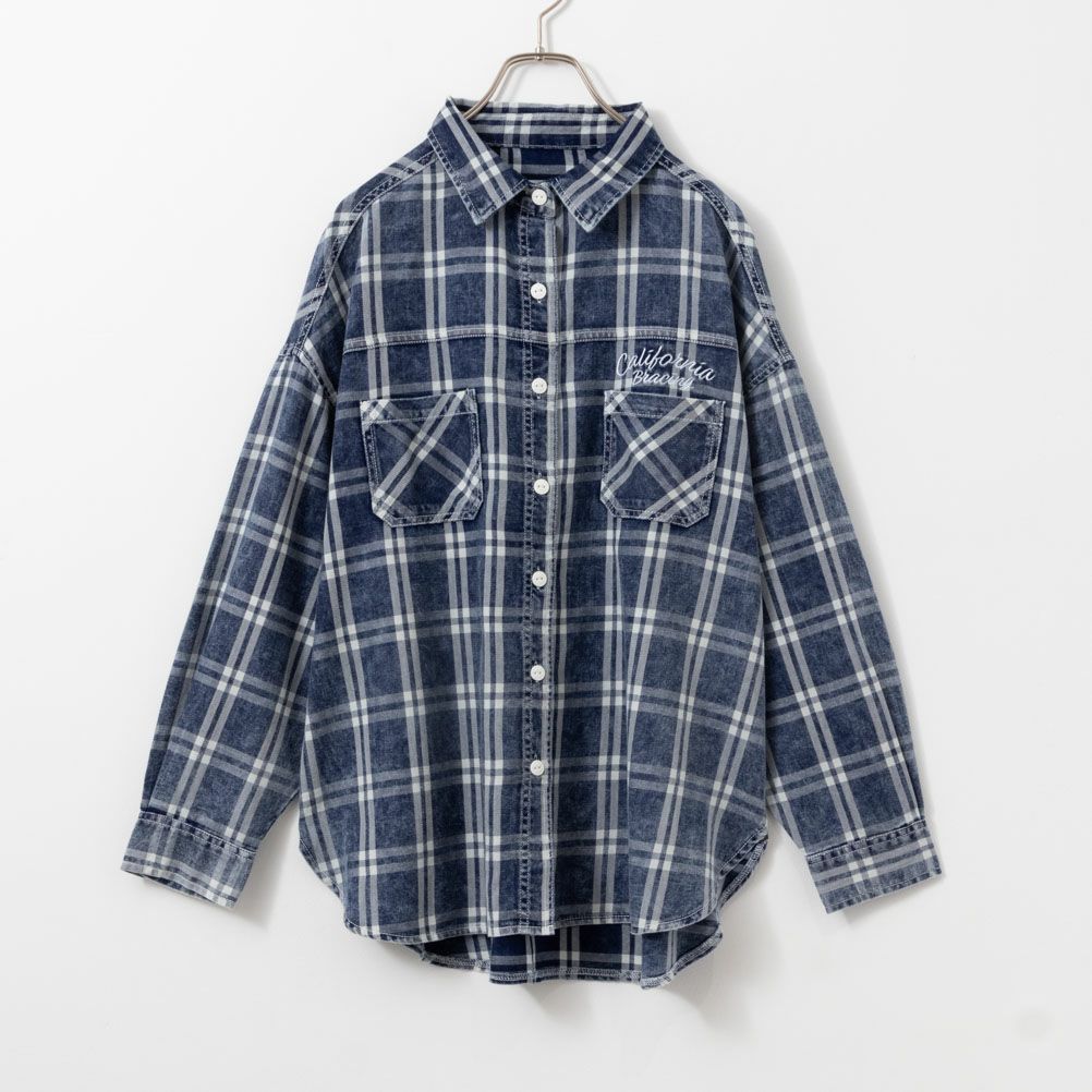 UNDERWRAPS 刺繍デニムチェックシャツ レディース