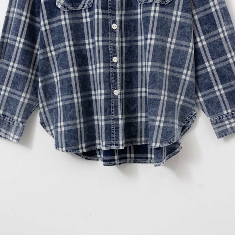 UNDERWRAPS  刺繍デニムチェックシャツ レディース商品画像-9