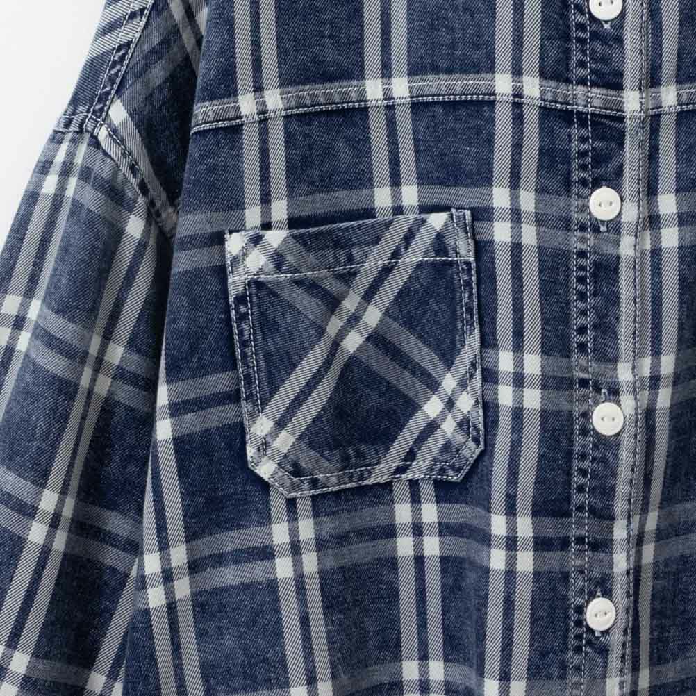 UNDERWRAPS 刺繍デニムチェックシャツ レディース