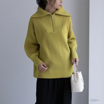NAVY  セーラーカラーハーフジップアップニット レディース